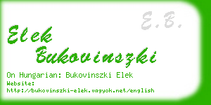 elek bukovinszki business card